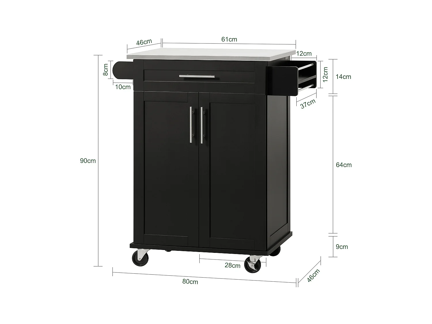 Wózek kuchenny ze stalowym blatem FKW110-SCH