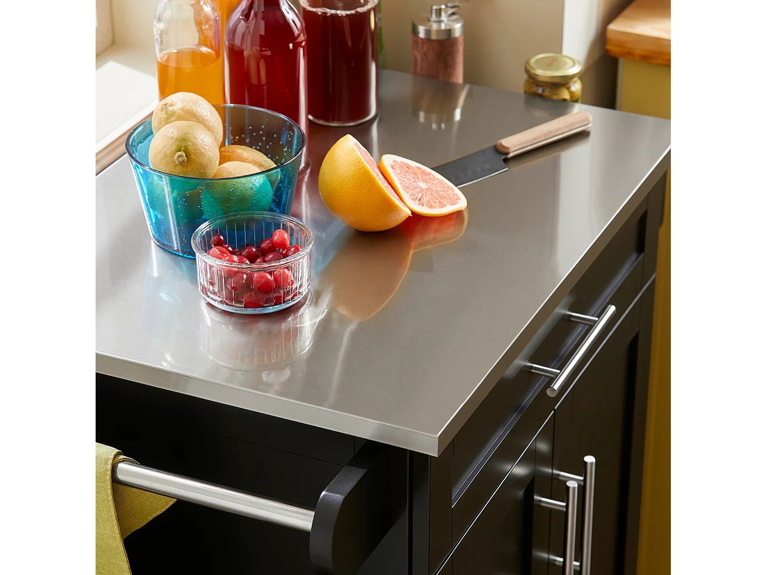 Desserte Roulante Chariot De Cuisine Meuble De Rangement À Roulettes Multifonction, Fkw110-sch