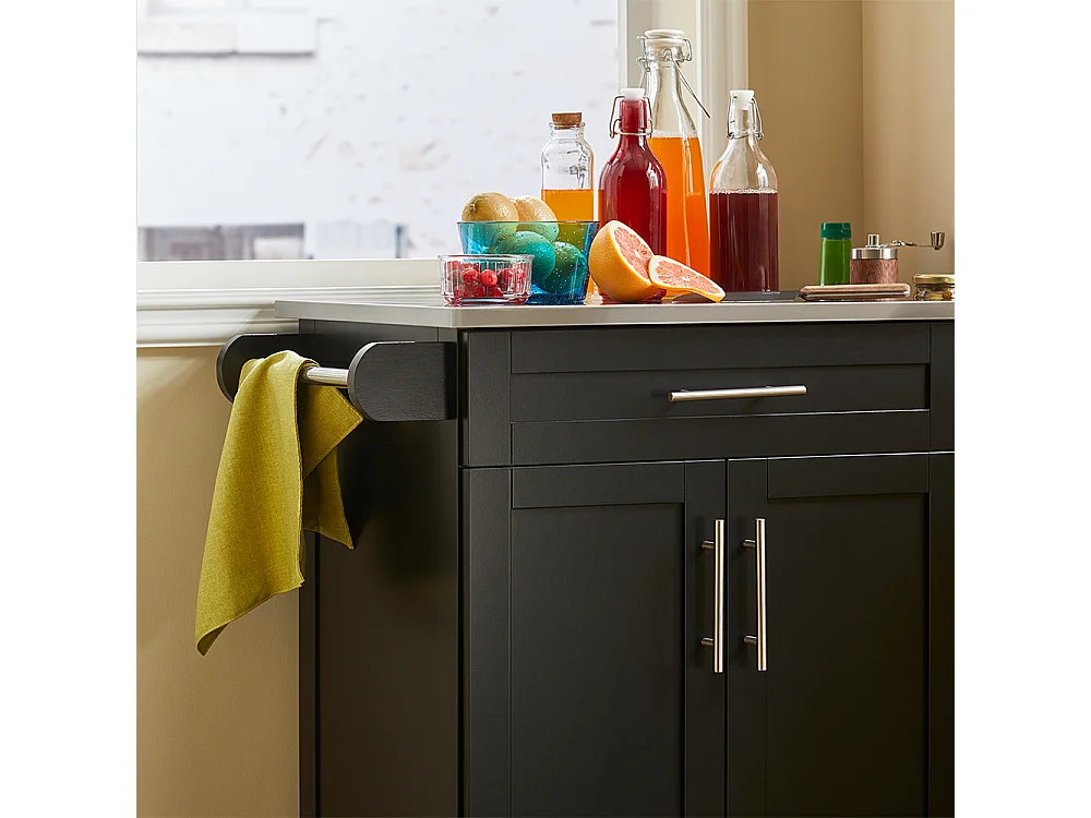 Desserte Roulante Chariot De Cuisine Meuble De Rangement À Roulettes Multifonction, Fkw110-sch