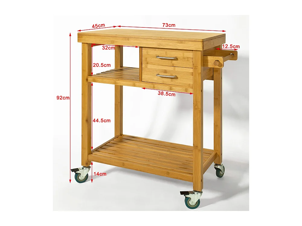SoBuy Wózek serwisowy z bambusa FKW26-N