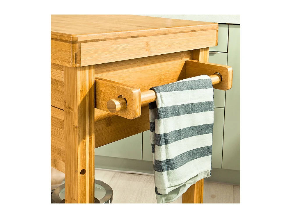 SoBuy Wózek serwisowy z bambusa FKW26-N