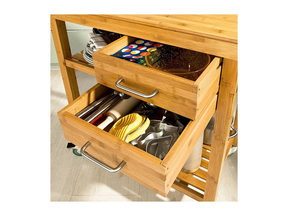 SoBuy Wózek serwisowy z bambusa FKW26-N