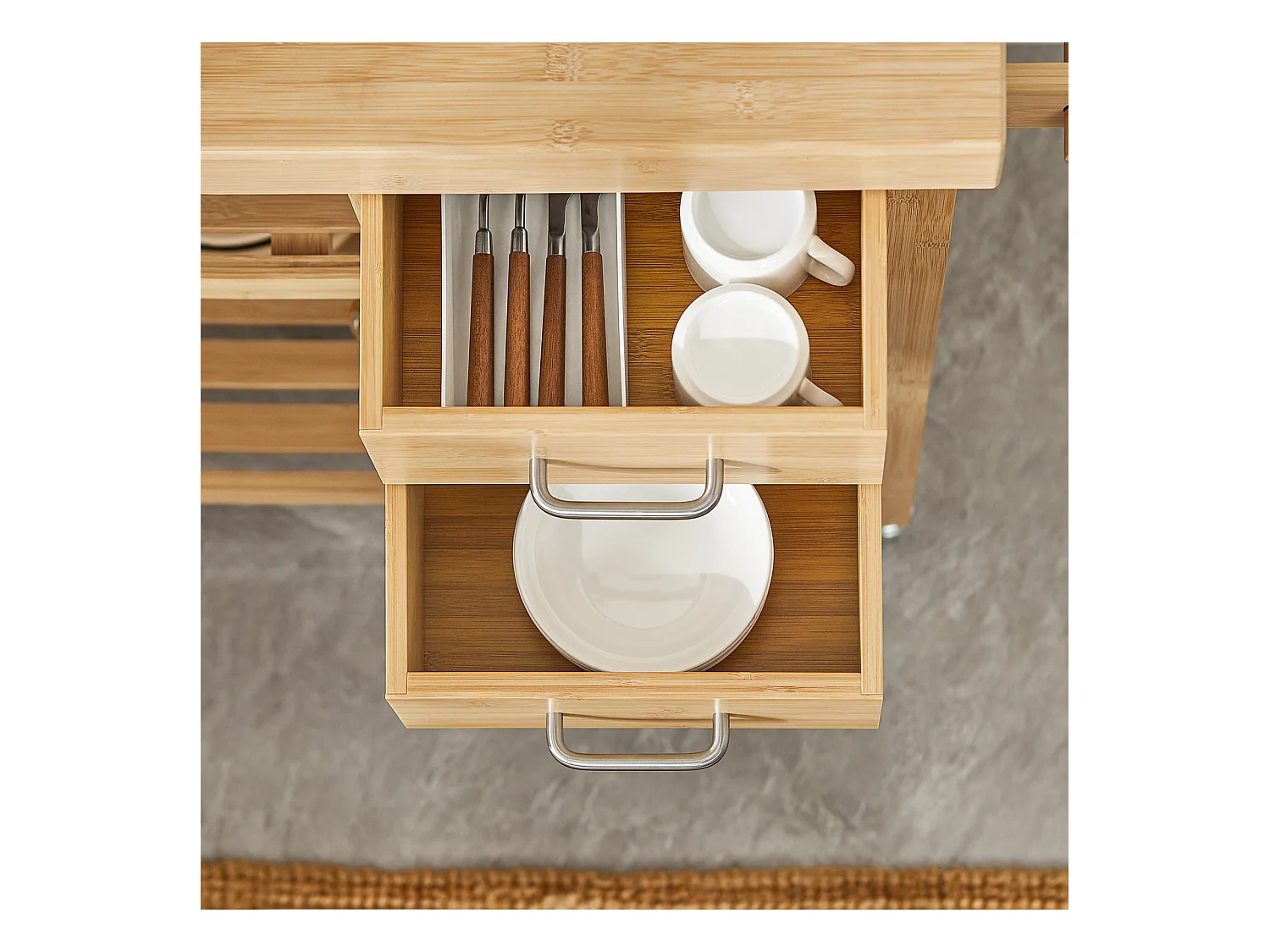 SoBuy Wózek serwisowy z bambusa FKW26-N