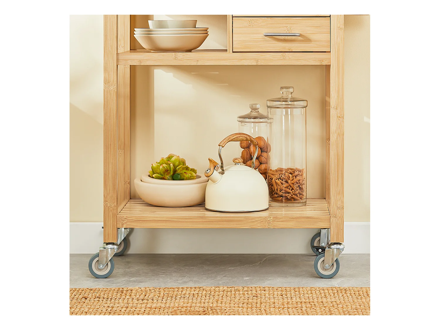 SoBuy Wózek serwisowy z bambusa FKW26-N