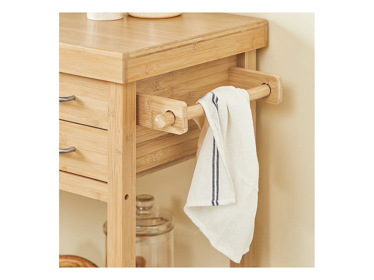 SoBuy Wózek serwisowy z bambusa FKW26-N