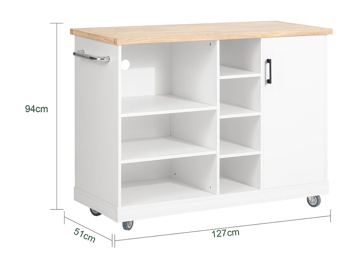 Desserte Roulante Chariot De Cuisine Meuble De Rangement À Roulettes, Fkw105-wn