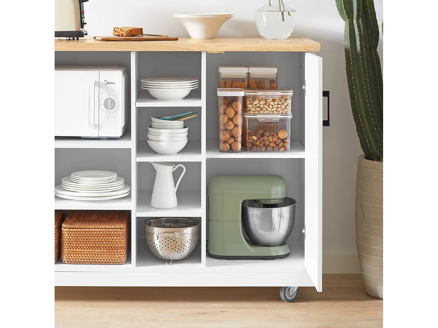 Desserte Roulante Chariot De Cuisine Meuble De Rangement À Roulettes, Fkw105-wn