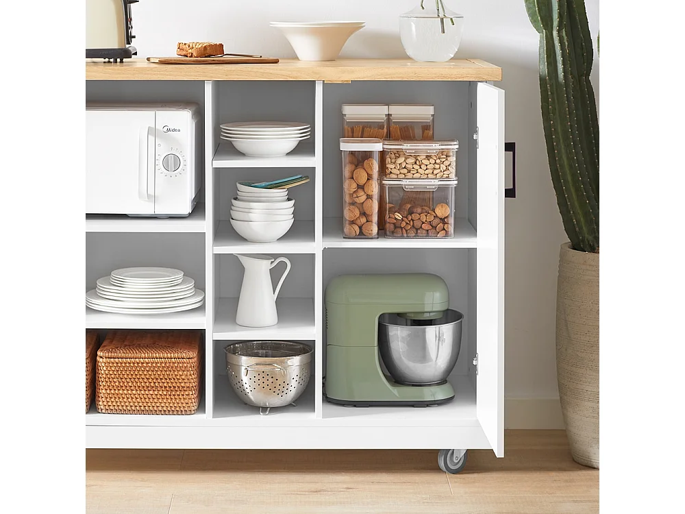 Desserte Roulante Chariot De Cuisine Meuble De Rangement À Roulettes, Fkw105-wn