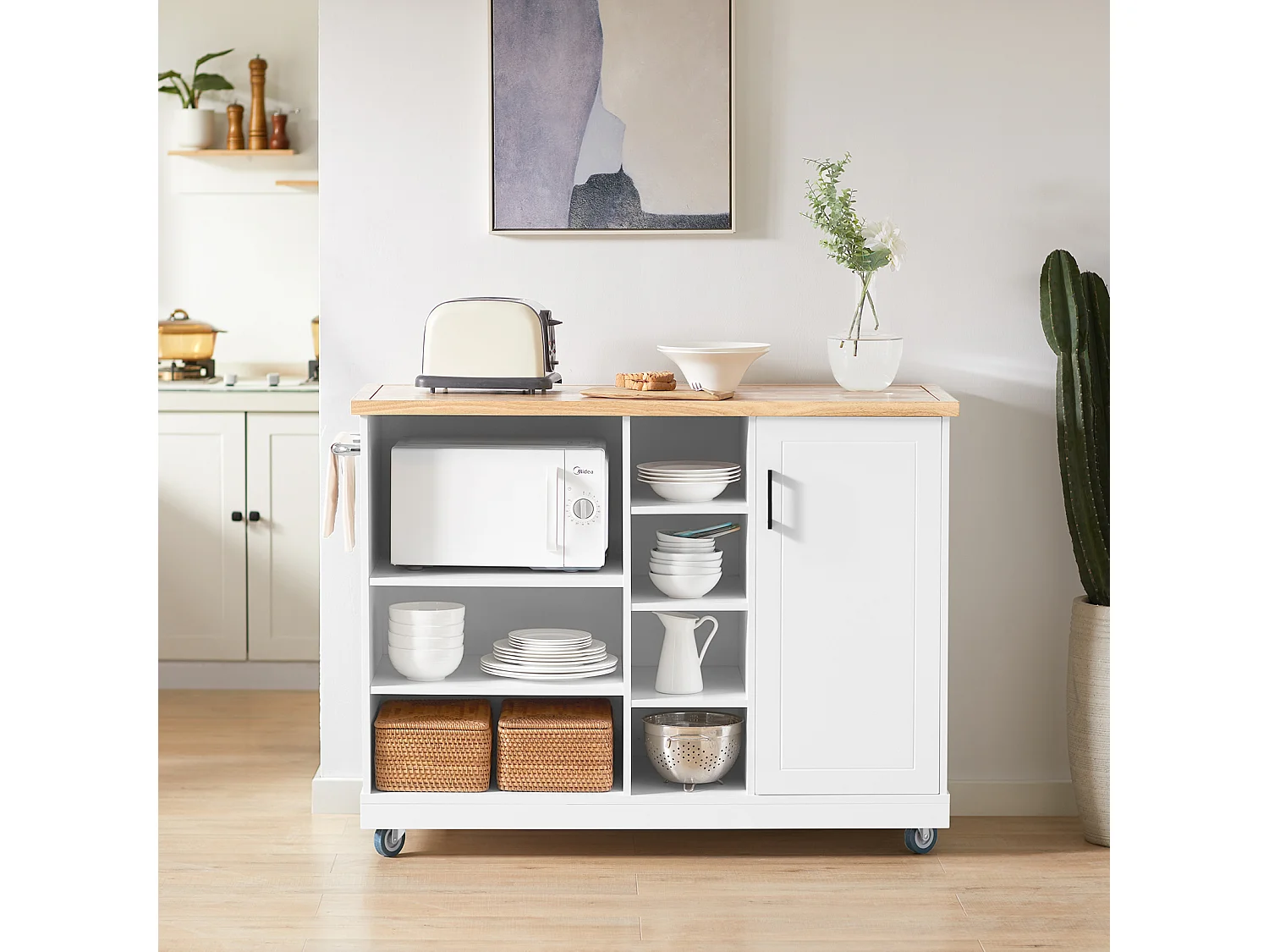 Desserte Roulante Chariot De Cuisine Meuble De Rangement À Roulettes, Fkw105-wn