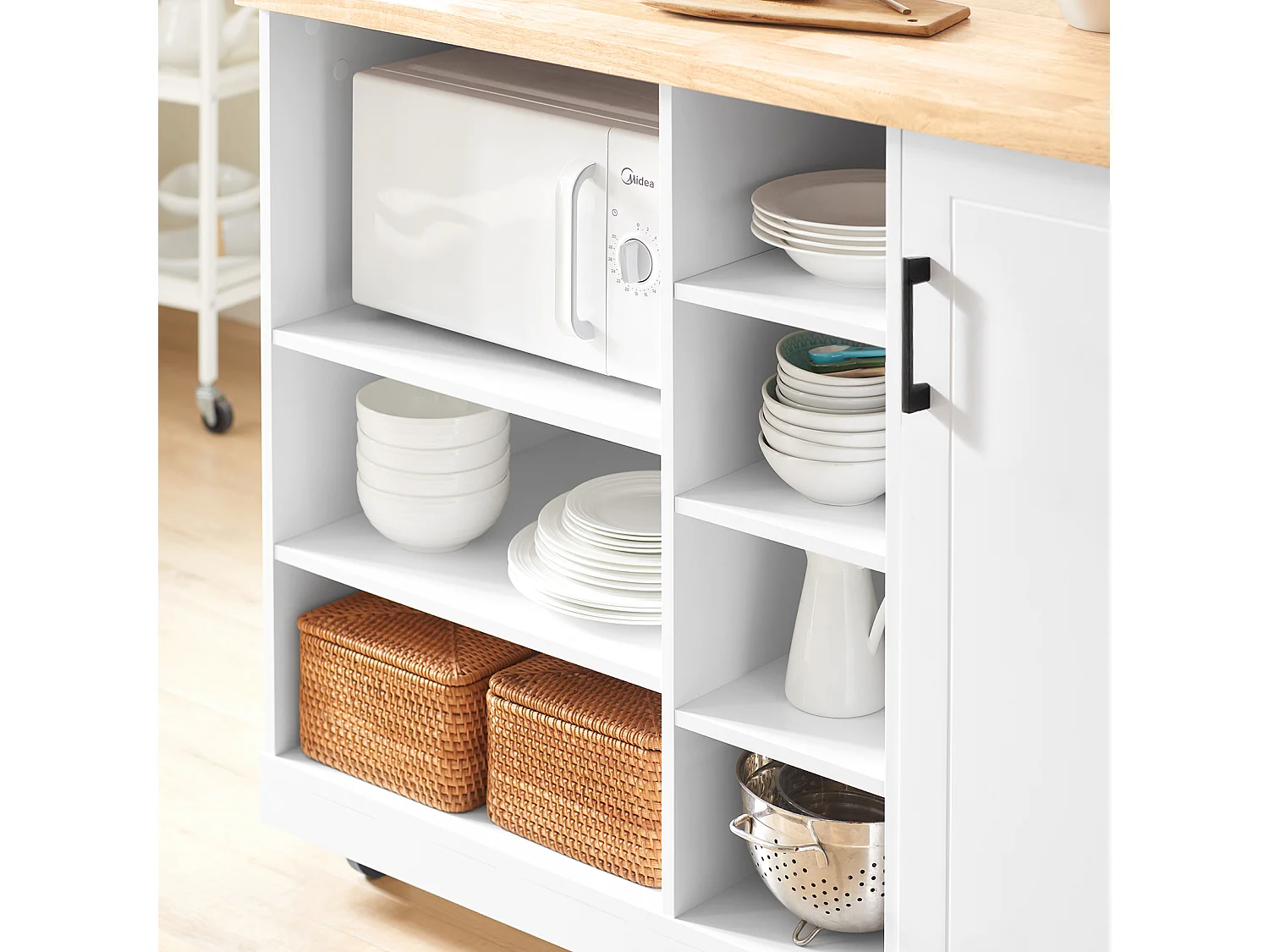 Desserte Roulante Chariot De Cuisine Meuble De Rangement À Roulettes, Fkw105-wn