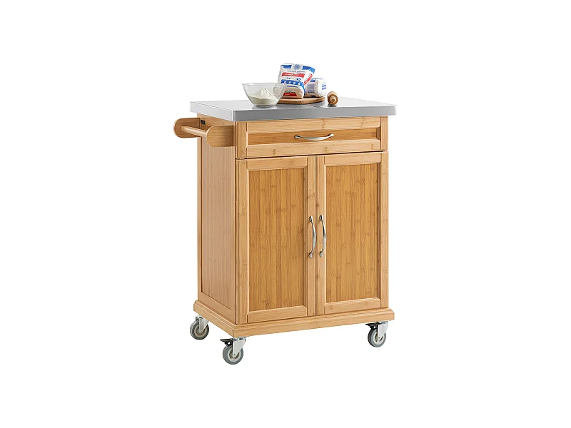 Desserte Chariot De Cuisine De Service Roulant, Plateau En Acier Inox, Fkw13-n