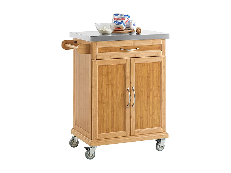 SoBuy FKW13-N Keukentrolley Keukenkast Keukeneilandvan hoogwaardig bamboe