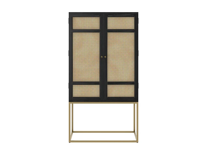 Armario madera negra y caña 2 puertas - Shellona