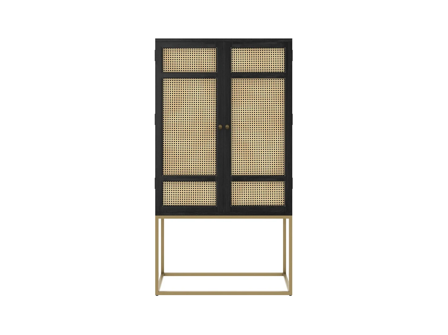 Armoire noire en bois et cannage 2 portes - Shellona