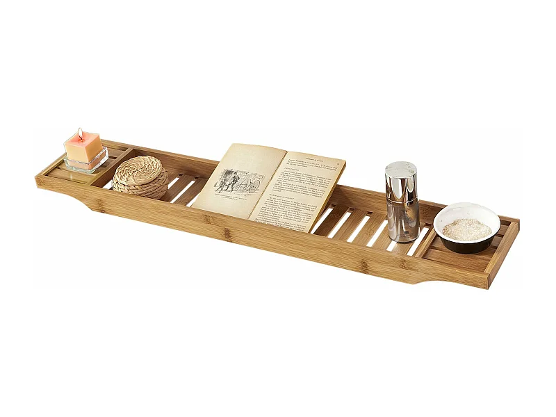 Bandeja de Bambú para Bañera,Estante de Baño,L80cm ,con Soporte para Libro, iPad y Móvil FRG212-N SoBuy ES