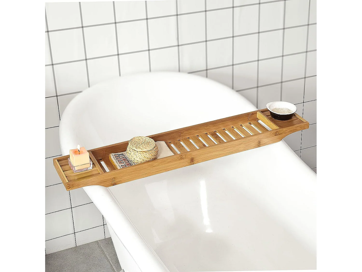 Badewannenablage FRG212-N 80 x 5 x 15 cm Natur