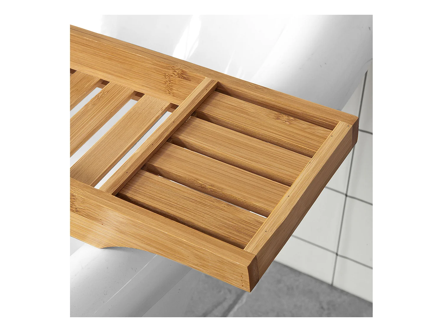 Pont De Baignoire En Bambou Porte Savon Et Gel Douche Serviteur De Baignoire, Frg212-n