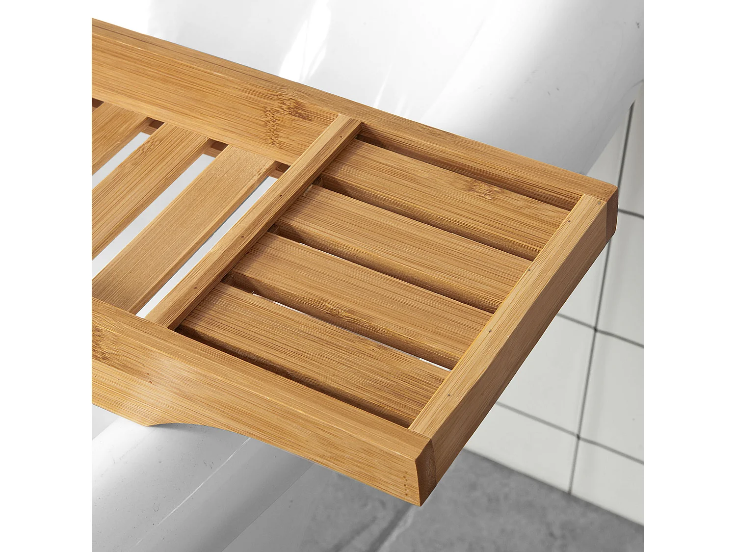SoBuy Ripiano per vasca da bagno in bambù,L80CM, FRG212-N