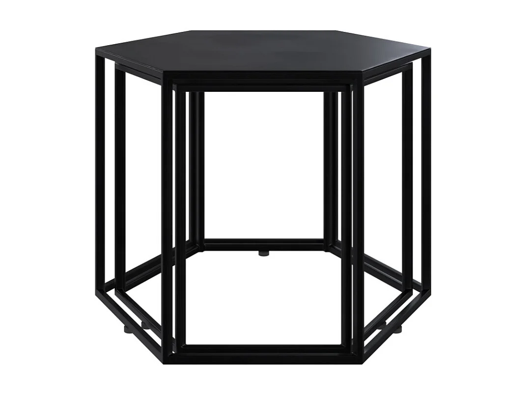 Tables basses hexagonales noires en métal (lot de 2) - Eclipse