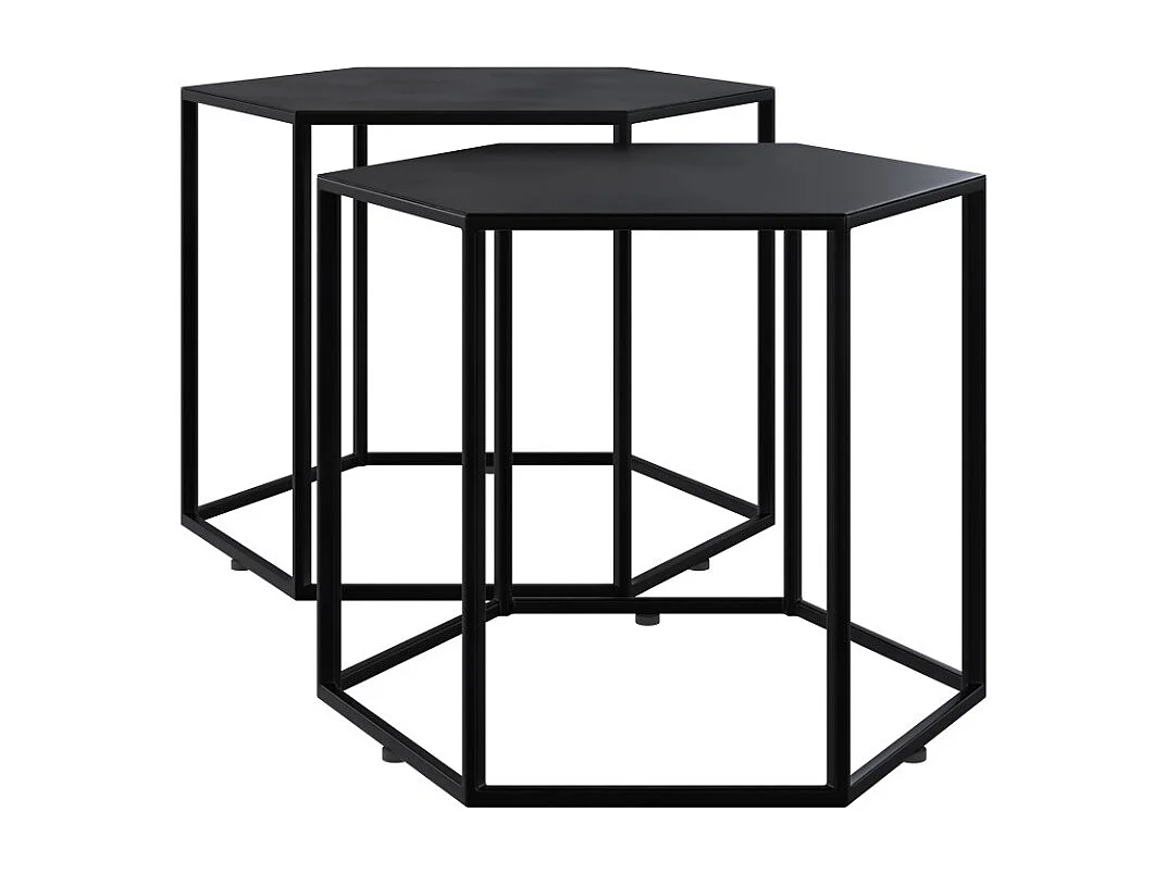 Tables basses hexagonales noires en métal (lot de 2) - Eclipse