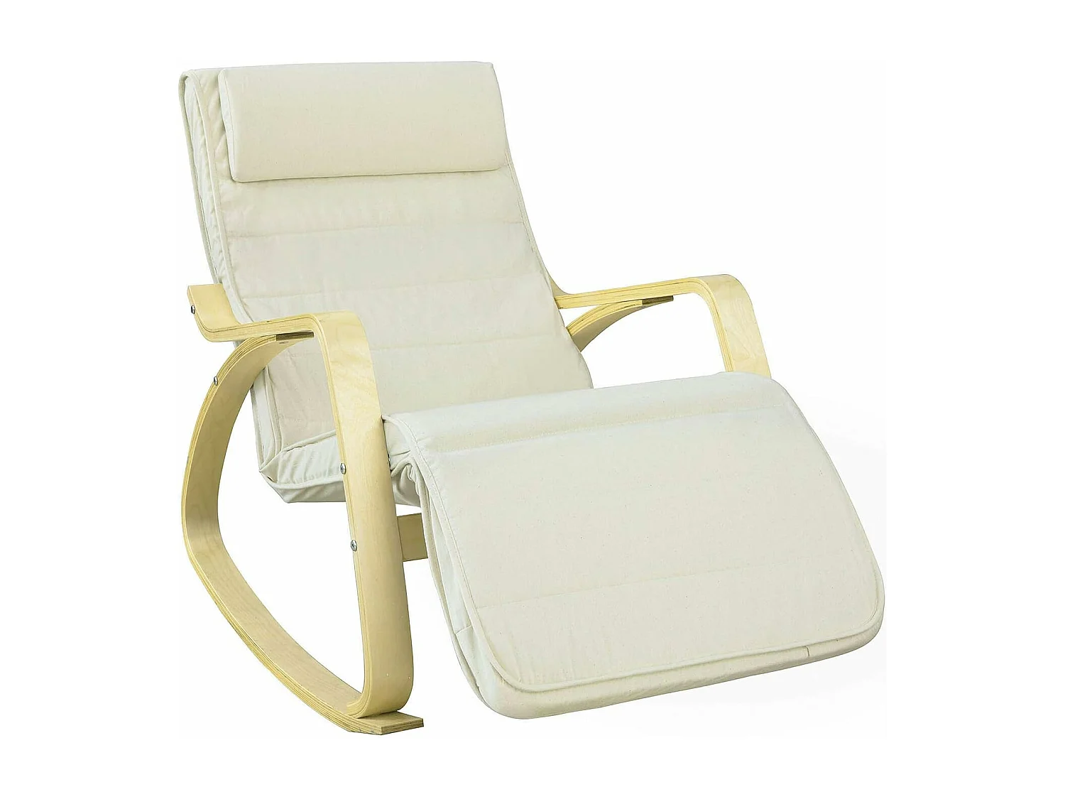 SoBuy Sedia A Dondolo Poltrona Relax Poltroncina Poggia Gambe Regolabile Bianco FST16-W