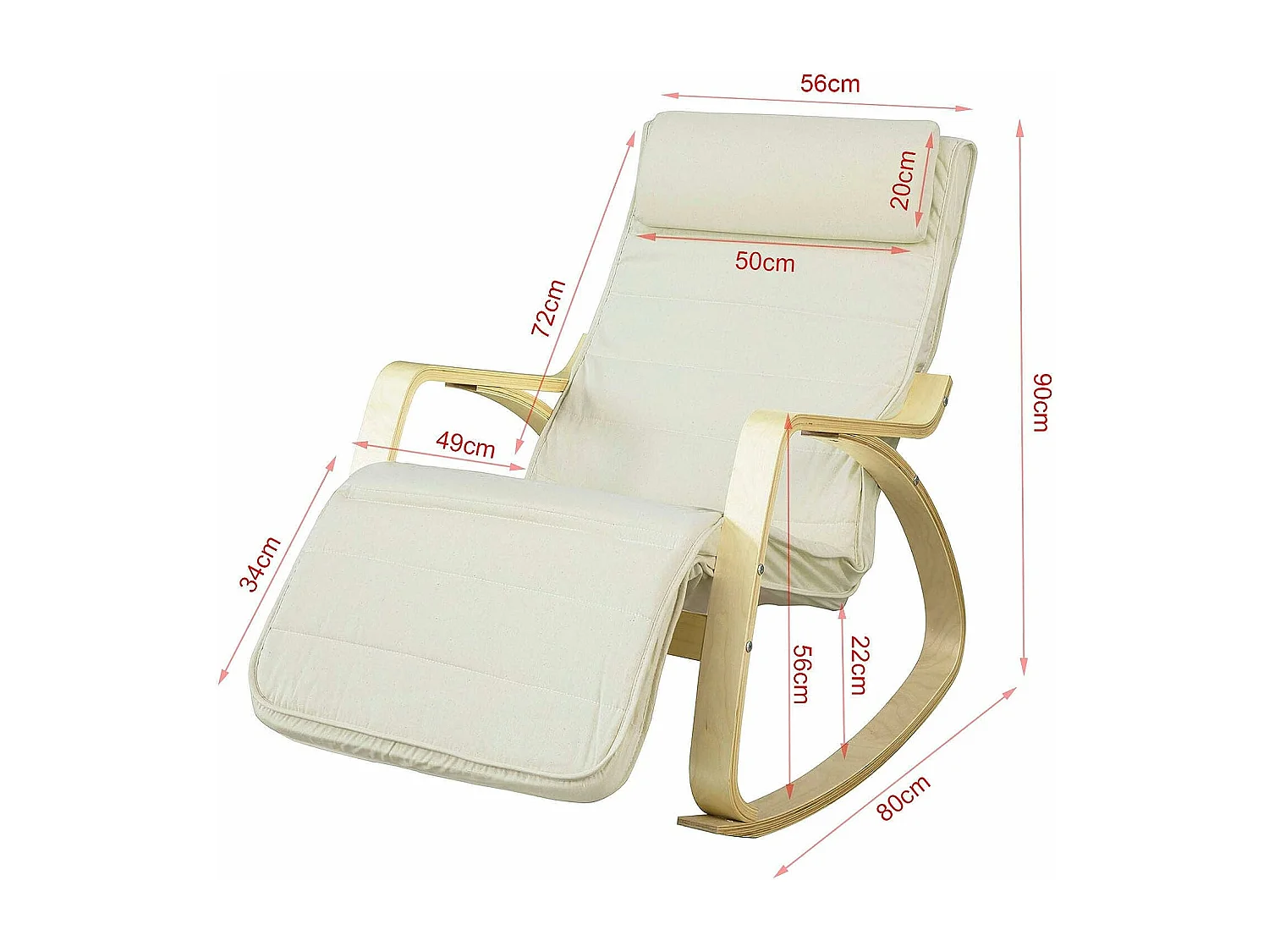 SoBuy Sedia A Dondolo Poltrona Relax Poltroncina Poggia Gambe Regolabile Bianco FST16-W