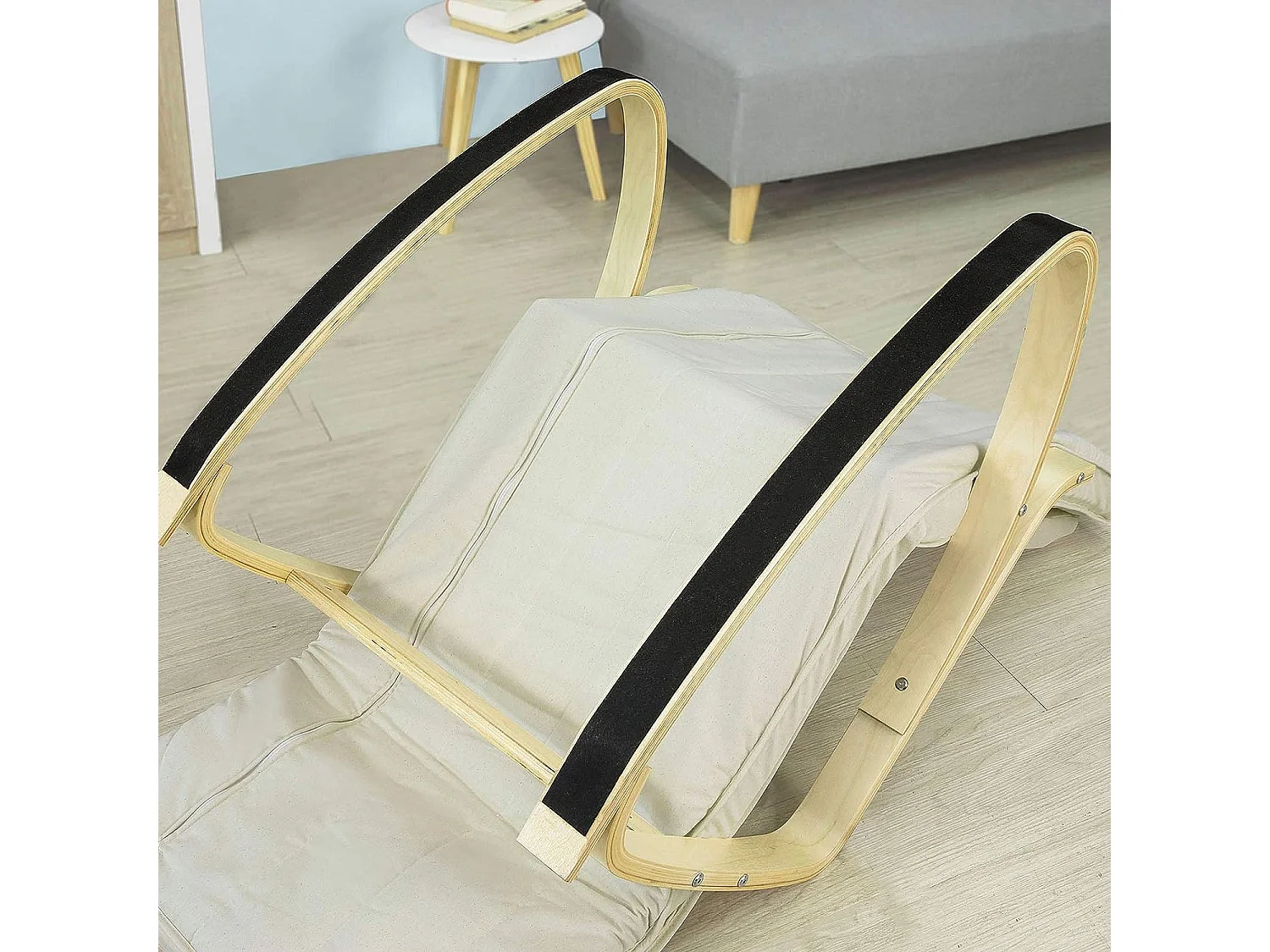 SoBuy Sedia A Dondolo Poltrona Relax Poltroncina Poggia Gambe Regolabile Bianco FST16-W