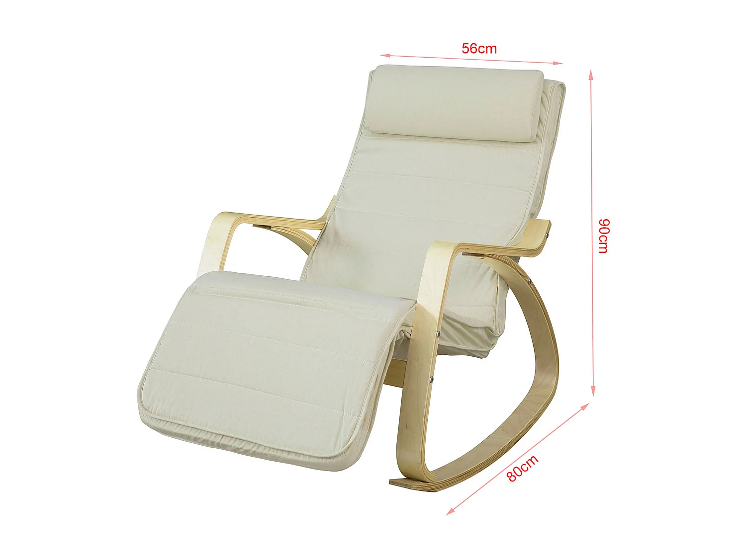 SoBuy Sedia A Dondolo Poltrona Relax Poltroncina Poggia Gambe Regolabile Bianco FST16-W