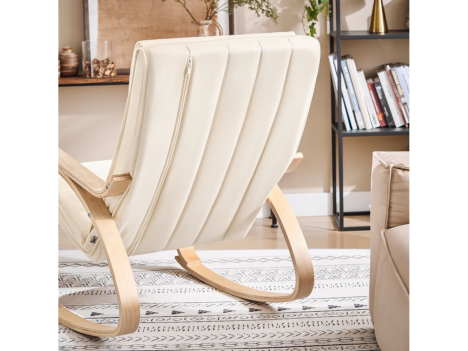 SoBuy Sedia A Dondolo Poltrona Relax Poltroncina Poggia Gambe Regolabile Bianco FST16-W