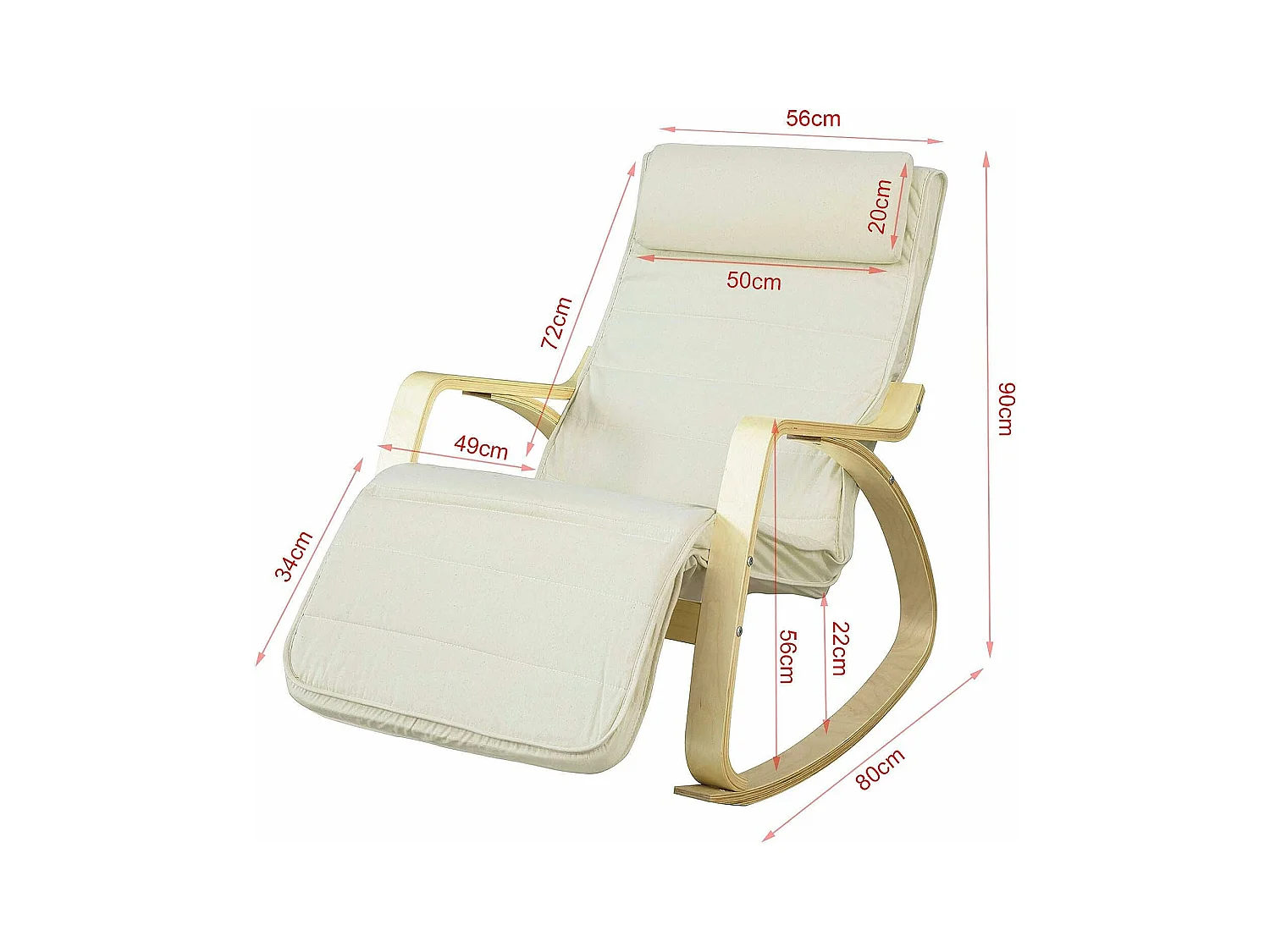 Fauteuil À Bascule Avec Repose-pied Réglable Design Rocking Chair Fauteuil Relax Beige, Fst16-w