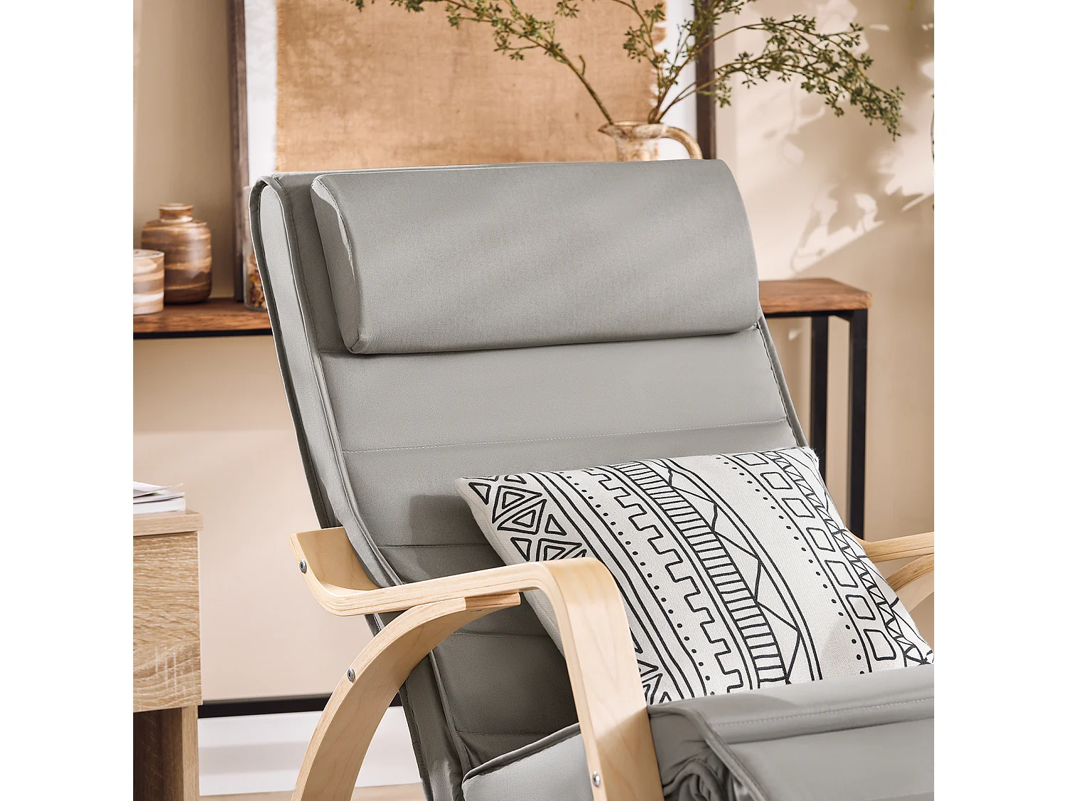 Fauteuil À Bascule Avec Repose-pied Réglable Rocking Chair Fauteuil Relax Gris, Fst16-dg