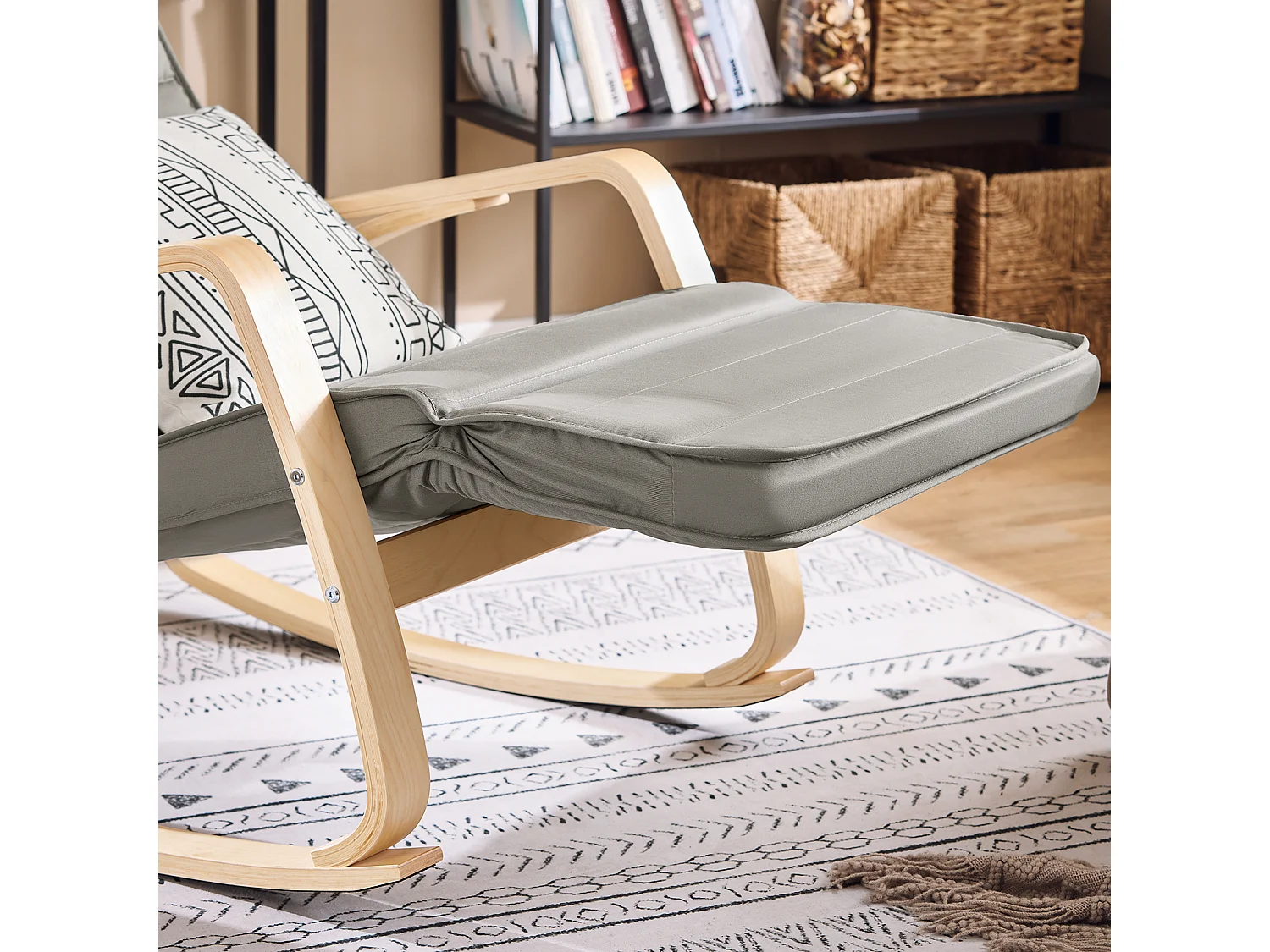 Fauteuil À Bascule Avec Repose-pied Réglable Rocking Chair Fauteuil Relax Gris, Fst16-dg