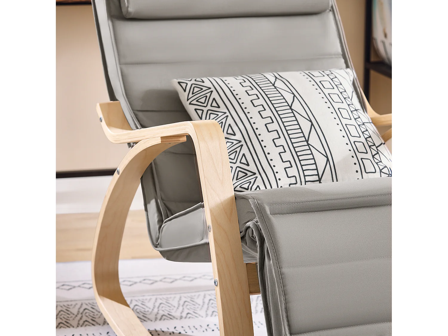 Fauteuil À Bascule Avec Repose-pied Réglable Rocking Chair Fauteuil Relax Gris, Fst16-dg