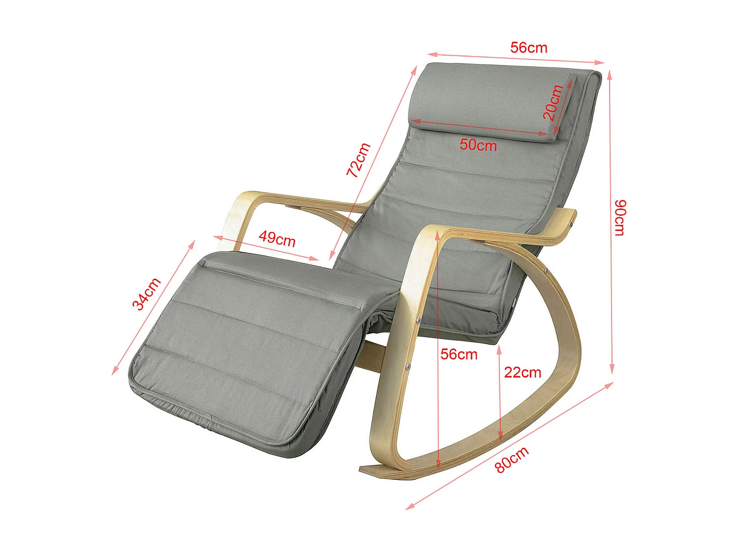 Fauteuil À Bascule Avec Repose-pied Réglable Rocking Chair Fauteuil Relax Gris, Fst16-dg