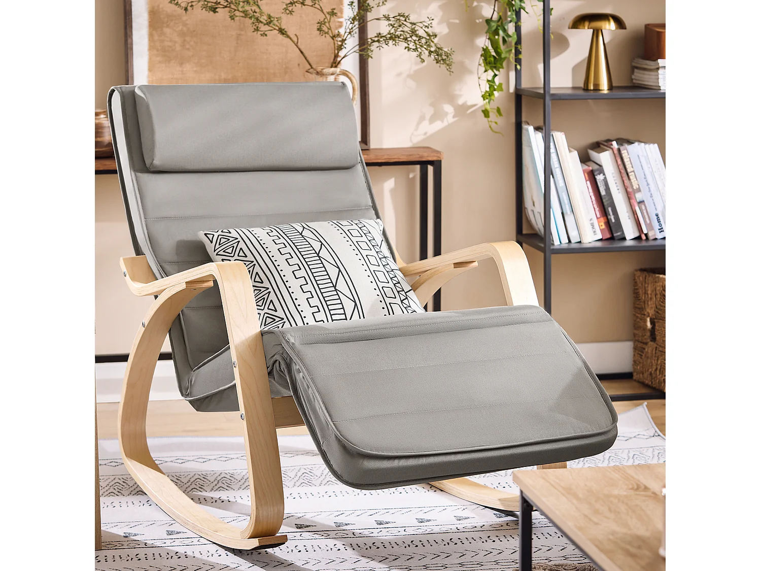 Fauteuil À Bascule Avec Repose-pied Réglable Rocking Chair Fauteuil Relax Gris, Fst16-dg