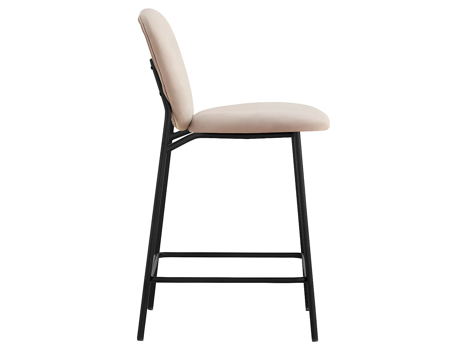 Dalby - Lot de 2 tabourets de bar en tissu et métal H65cm - Beige