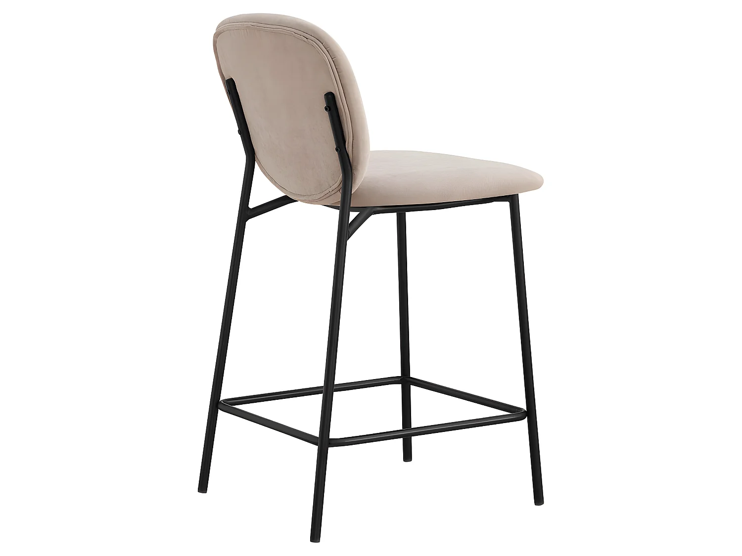 Dalby - Lot de 2 tabourets de bar en tissu et métal H65cm - Beige