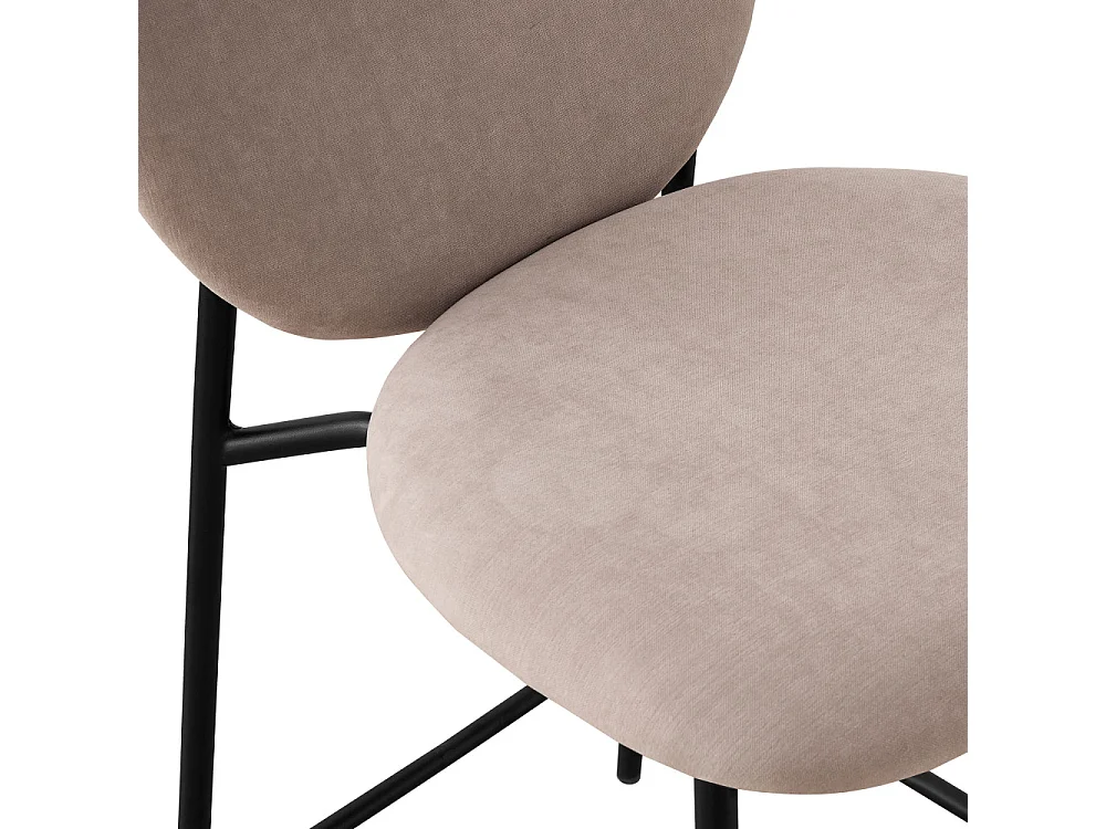 Dalby - Lot de 2 tabourets de bar en tissu et métal H65cm - Beige