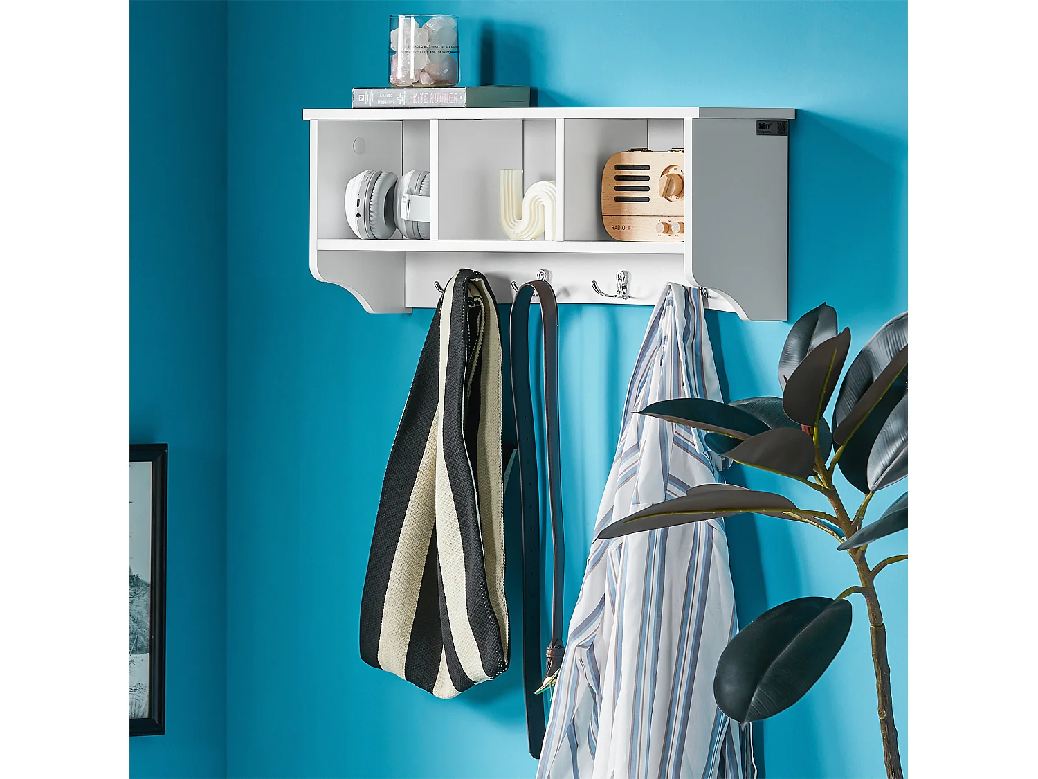 SoBuy armário de parede, cabide de parede, Cabide de parede com prateleira FRG48-W