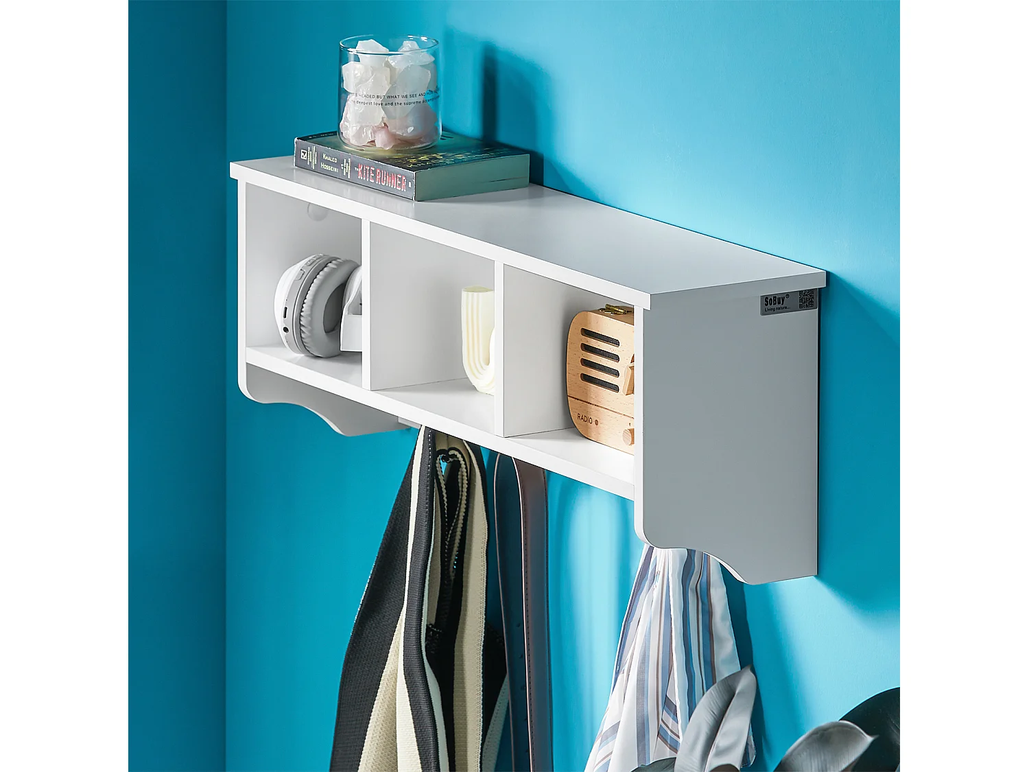 SoBuy armário de parede, cabide de parede, Cabide de parede com prateleira FRG48-W