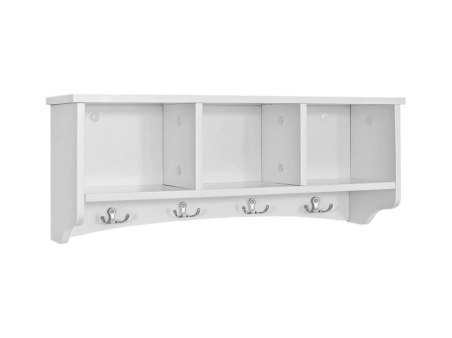 Étagère Murale Porte-manteau Meuble D’entrée Avec 3 Compartiments Et 4 Crochets Blanc, Frg48-w