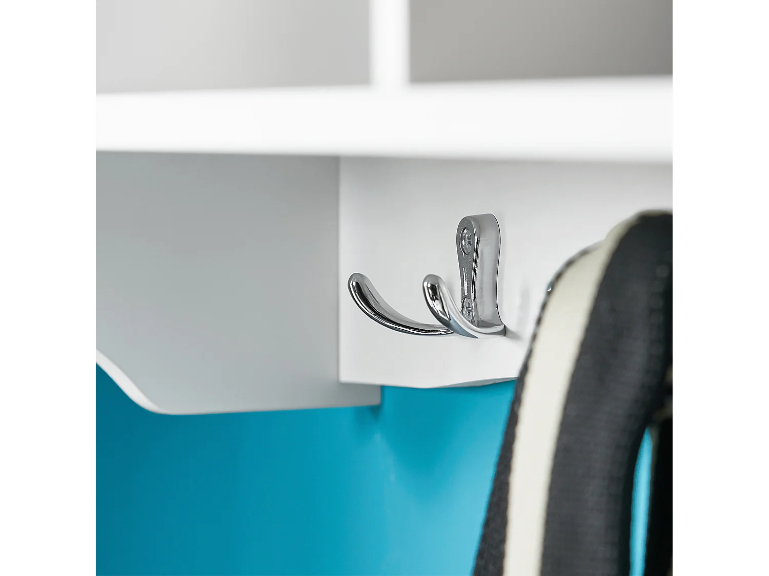 Étagère Murale Porte-manteau Meuble D’entrée Avec 3 Compartiments Et 4 Crochets Blanc, Frg48-w