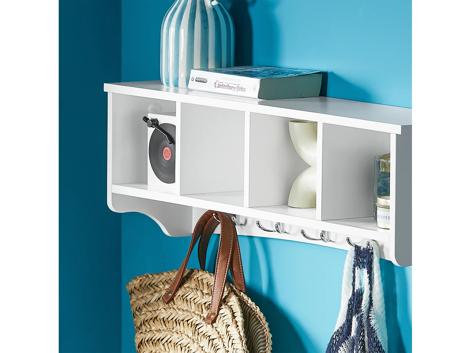 SoBuy FRG48-L-W Wandgarderobe wandhaken hangrek badkamerkast met 5 haken