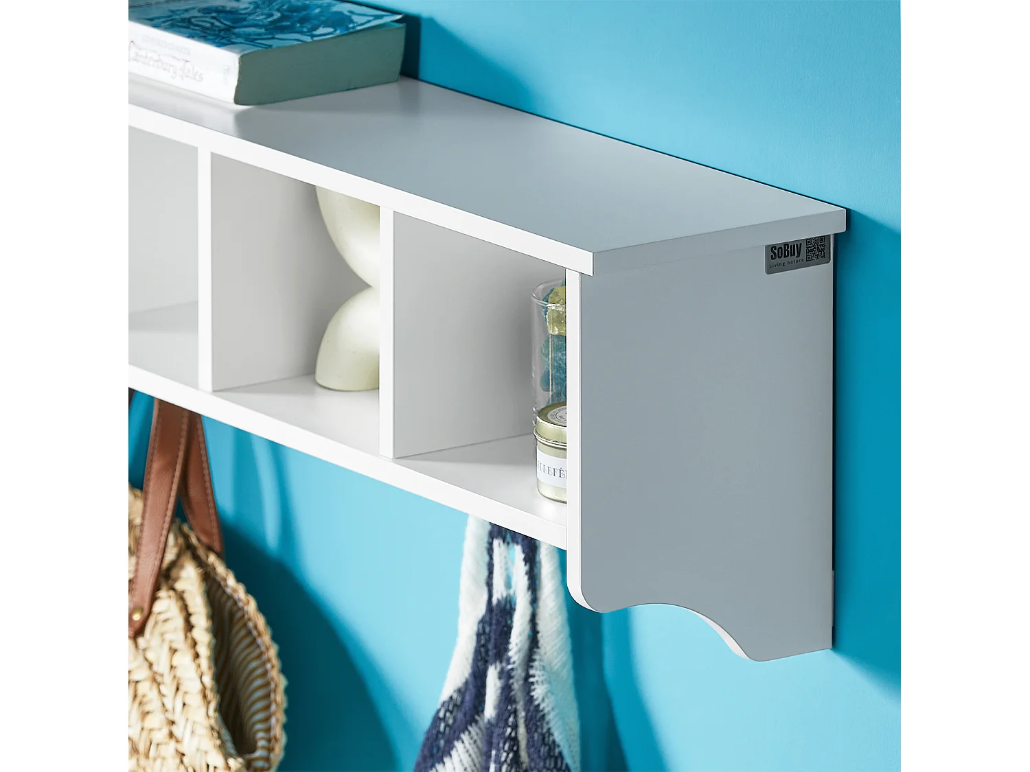 SoBuy FRG48-L-W Wandgarderobe wandhaken hangrek badkamerkast met 5 haken