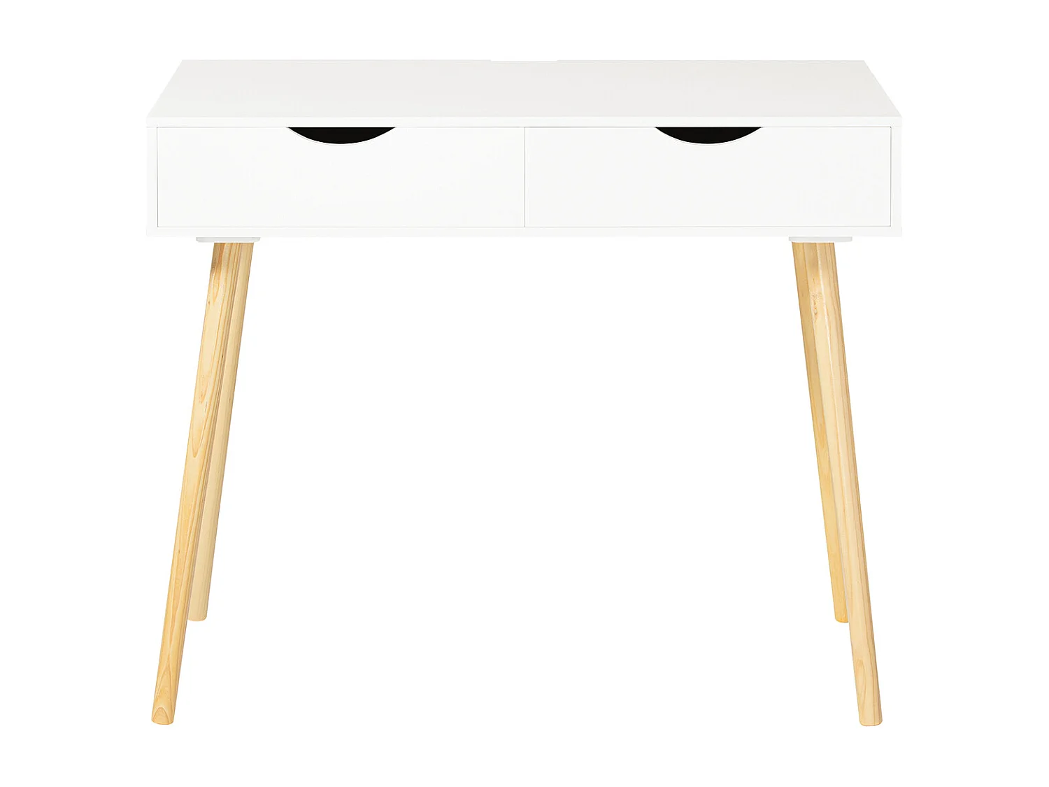 SoBuy Scrivania,Porta PC,Tavolo per Computer,con due cassetti,bianco,FWT40-WN