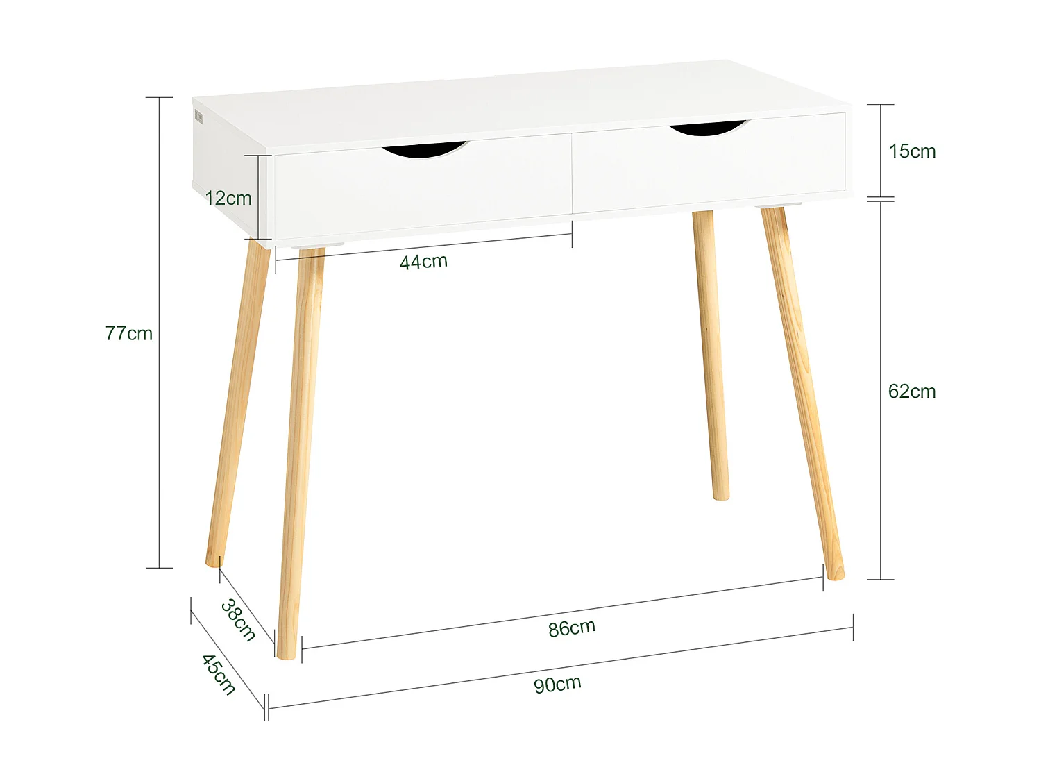 SoBuy Scrivania,Porta PC,Tavolo per Computer,con due cassetti,bianco,FWT40-WN