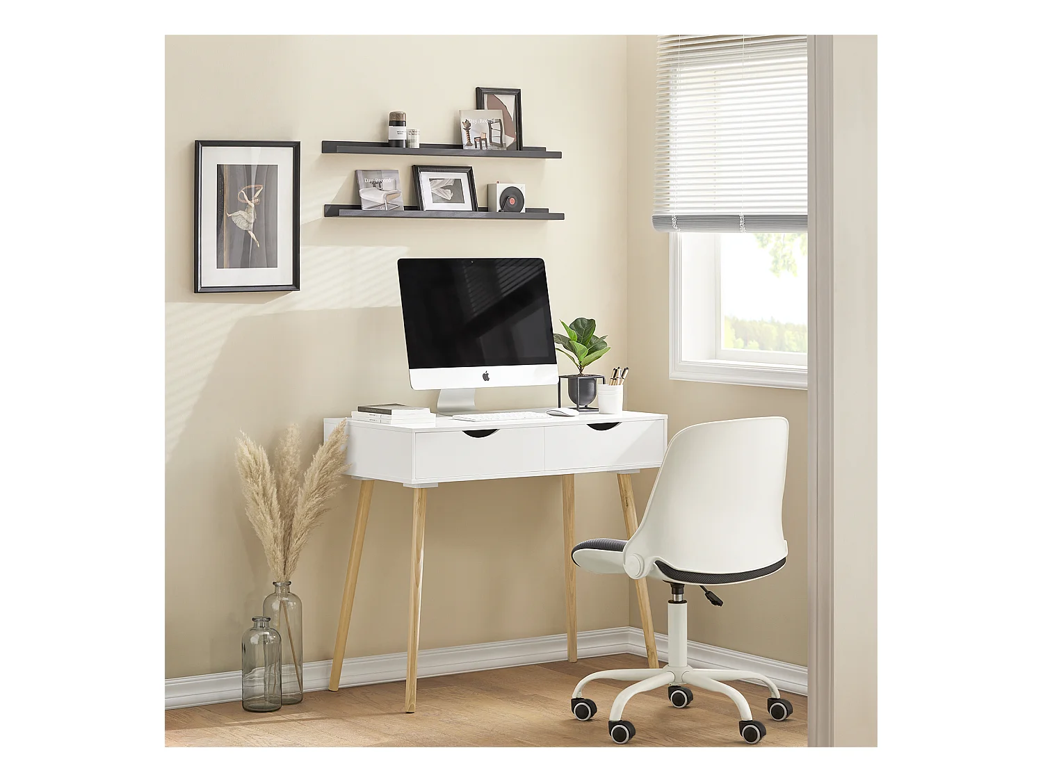 Schreibtisch FWT40-WN 90 x 77 x 45 cm Weiß