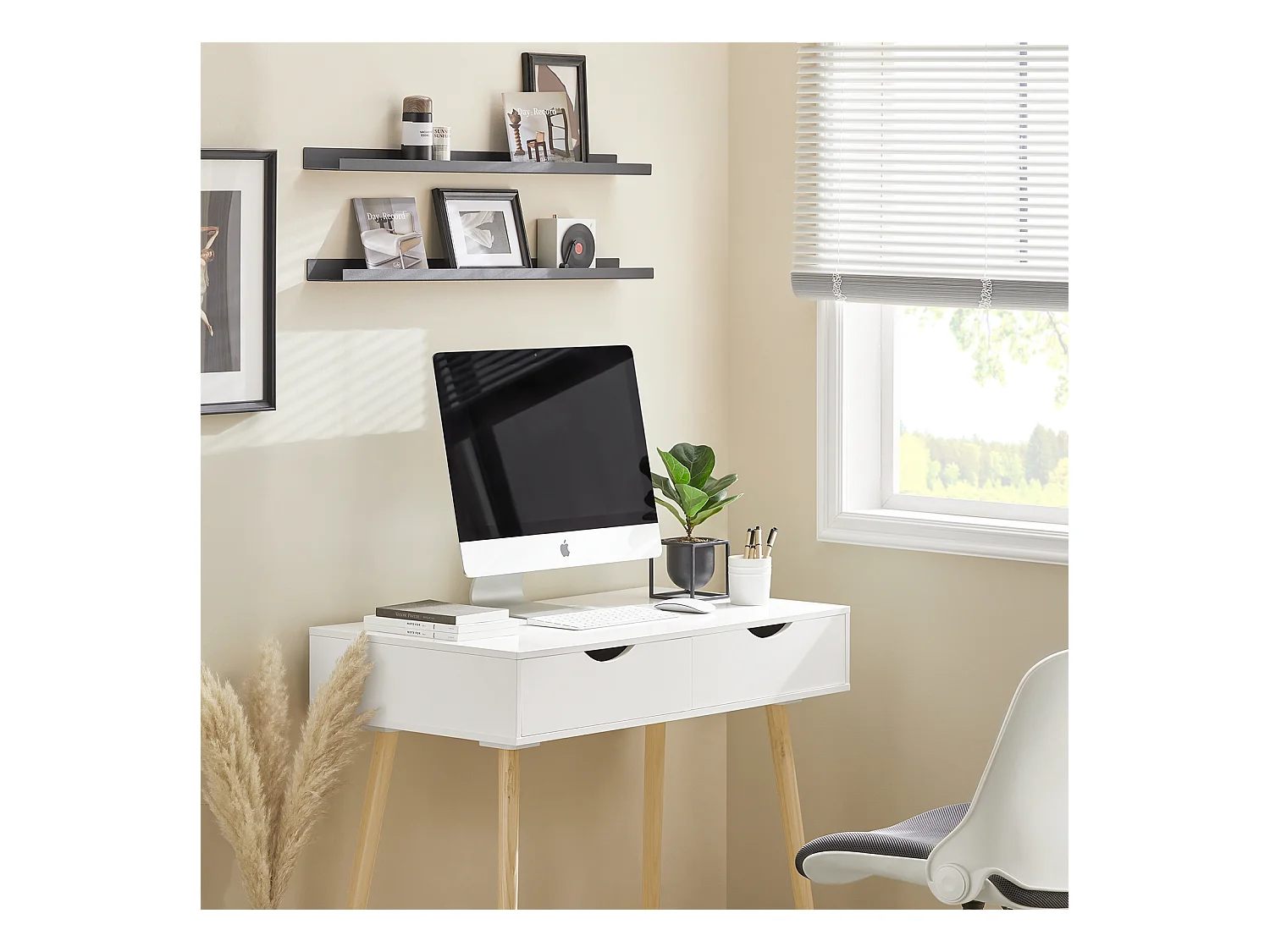 Schreibtisch FWT40-WN 90 x 77 x 45 cm Weiß