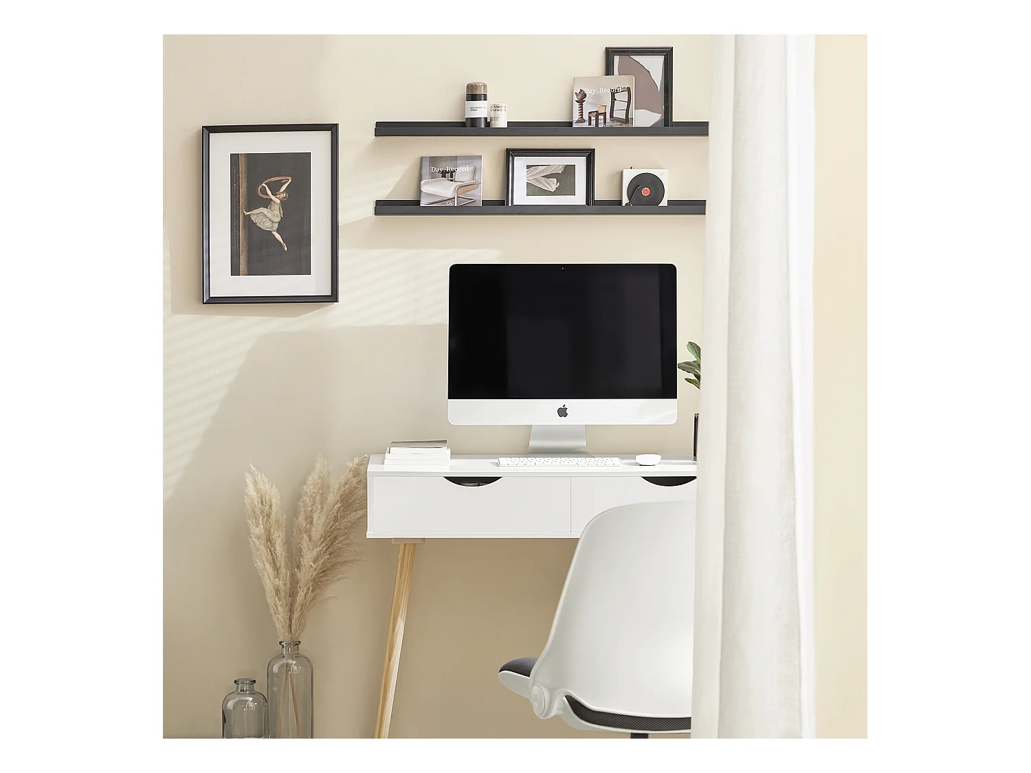 Schreibtisch FWT40-WN 90 x 77 x 45 cm Weiß