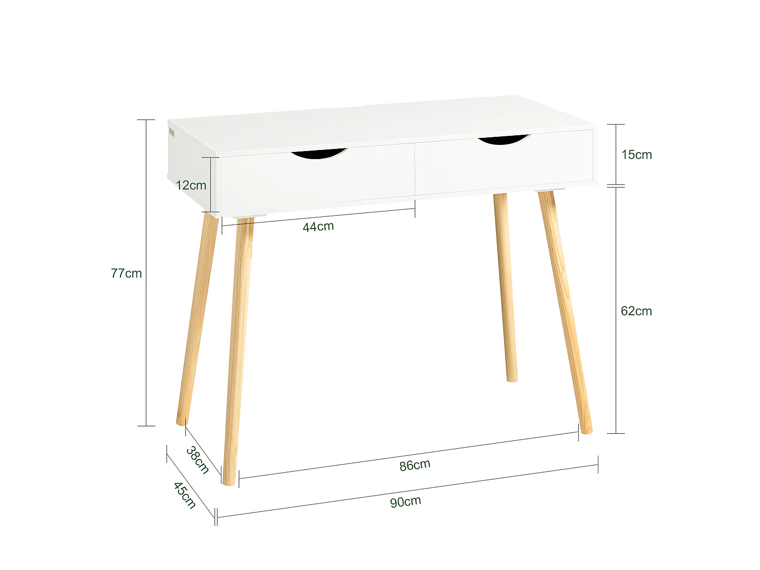 SoBuy FWT40-WN Bureau Bureautafel Computertafel Kantoortafel kinderbureau met 2 Lades